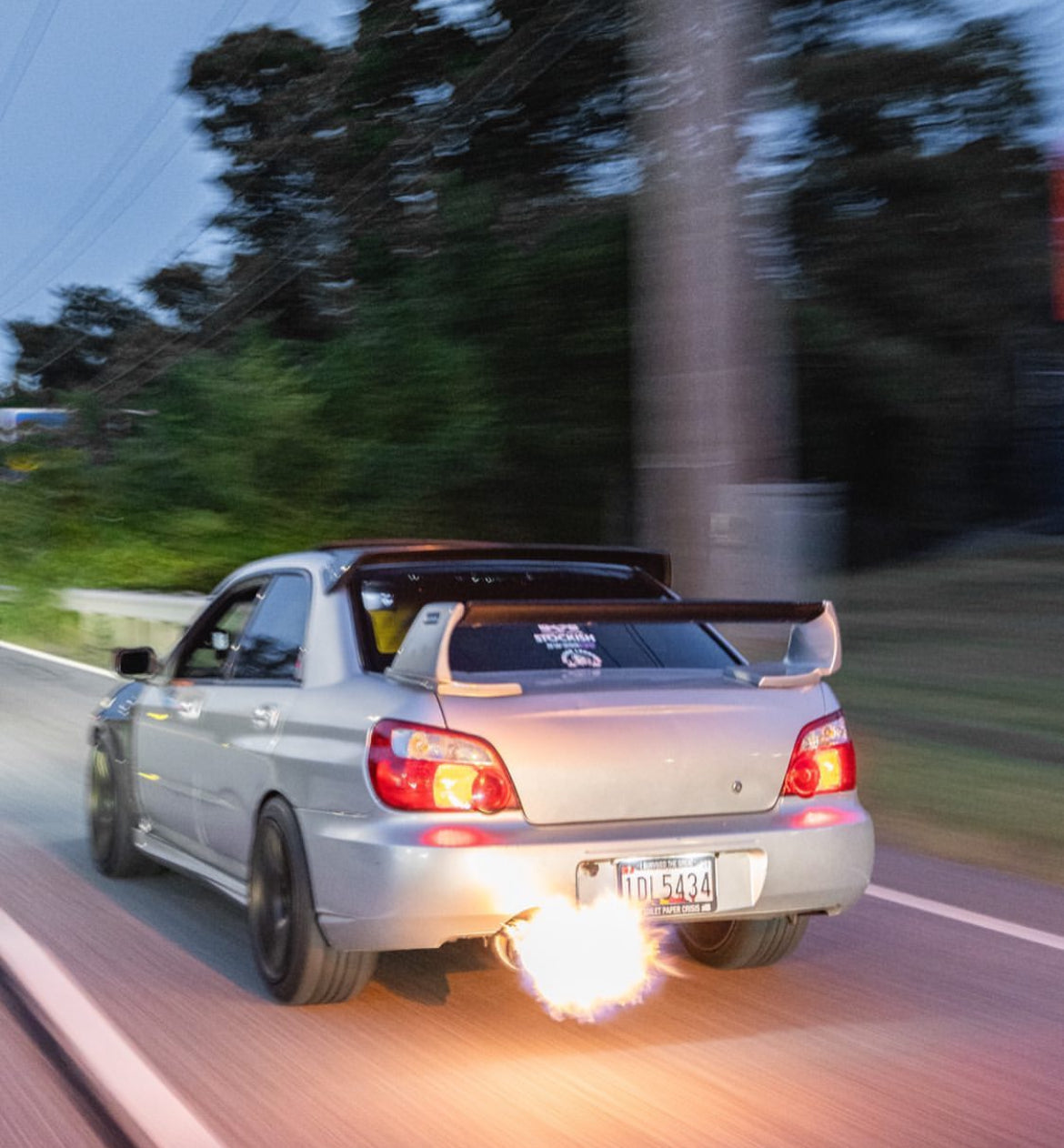 Subaru wrx shooting flame 